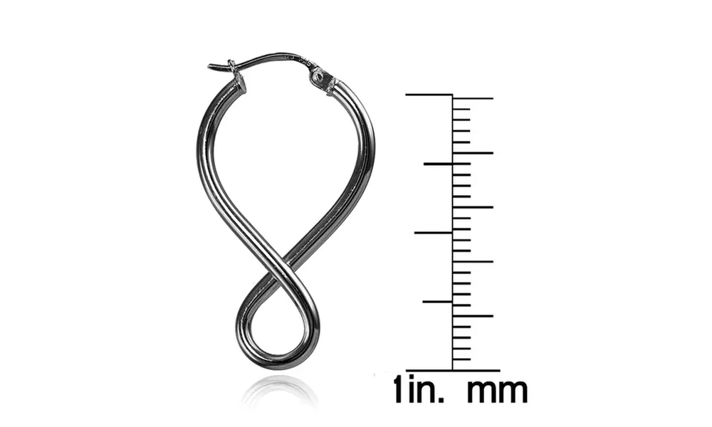 Black Flash Sterling Silver Square Tube Figure 8 Infinity Polished Drop Earrings