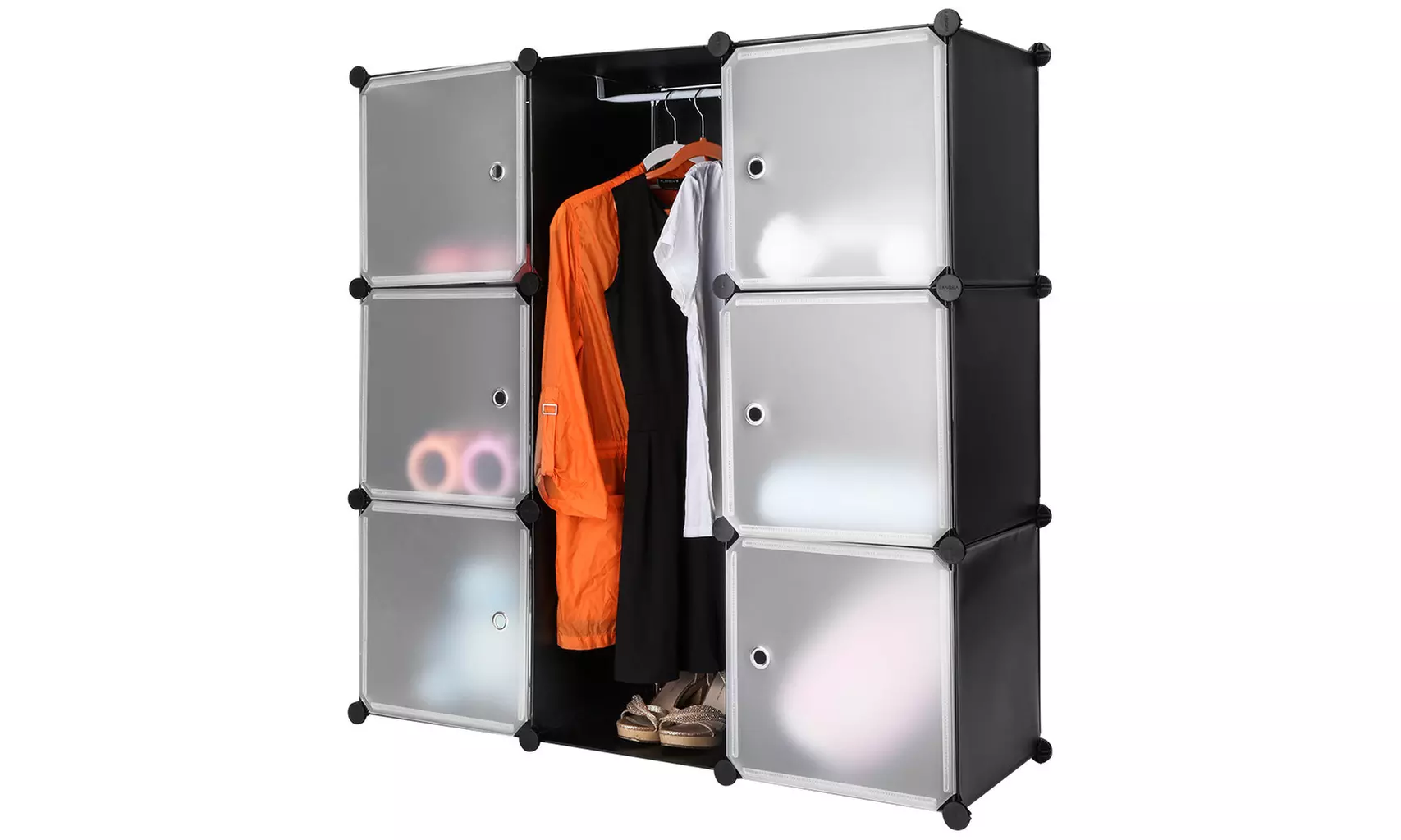 LANGRIA 9-Cube Black Organizer Interlocking Modular Storage Shelving System Clos - Primary Image