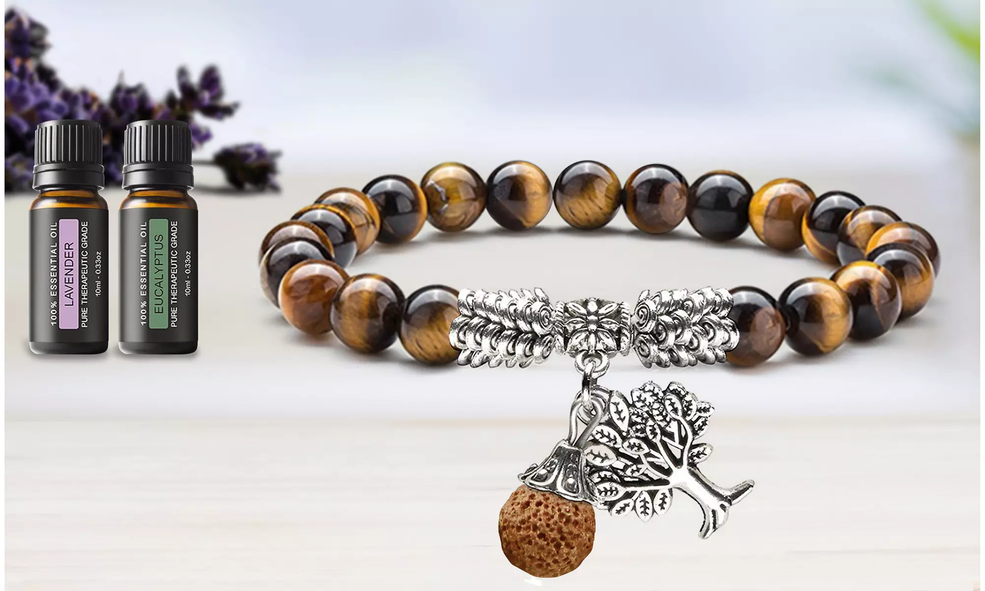 Tree of Life Bohemian Lava Diffuser Bracelet with Optional Essential Oils