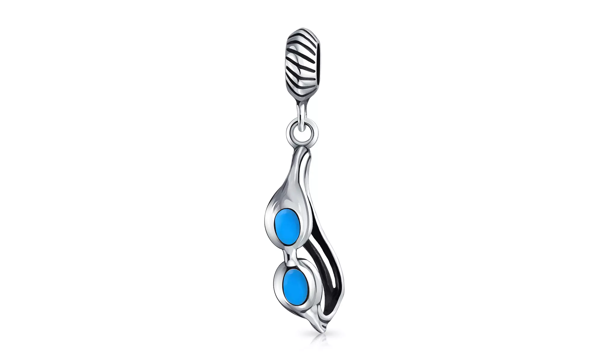 Skier Swimmer Swim Sport Goggles Sterling Silver Dangle Bead Charm - Primary Image