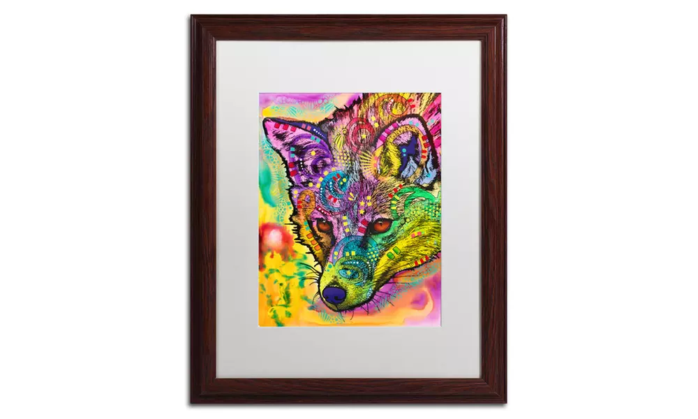 Dean Russo 'Fox' Matted Wood Framed Art - Second Medium