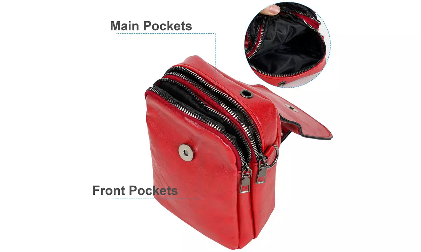 ItBelongs2U Women's Vintage Leather PU Shoulder Crossbody Phone Bag