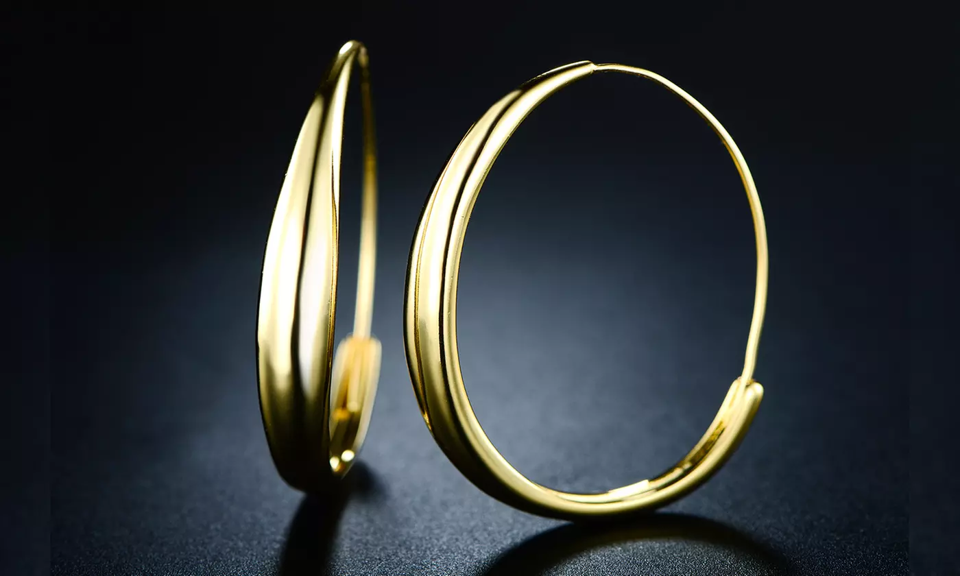 Endless Hoop Earrings in 18K Gold Plating By Euphir - Second Medium