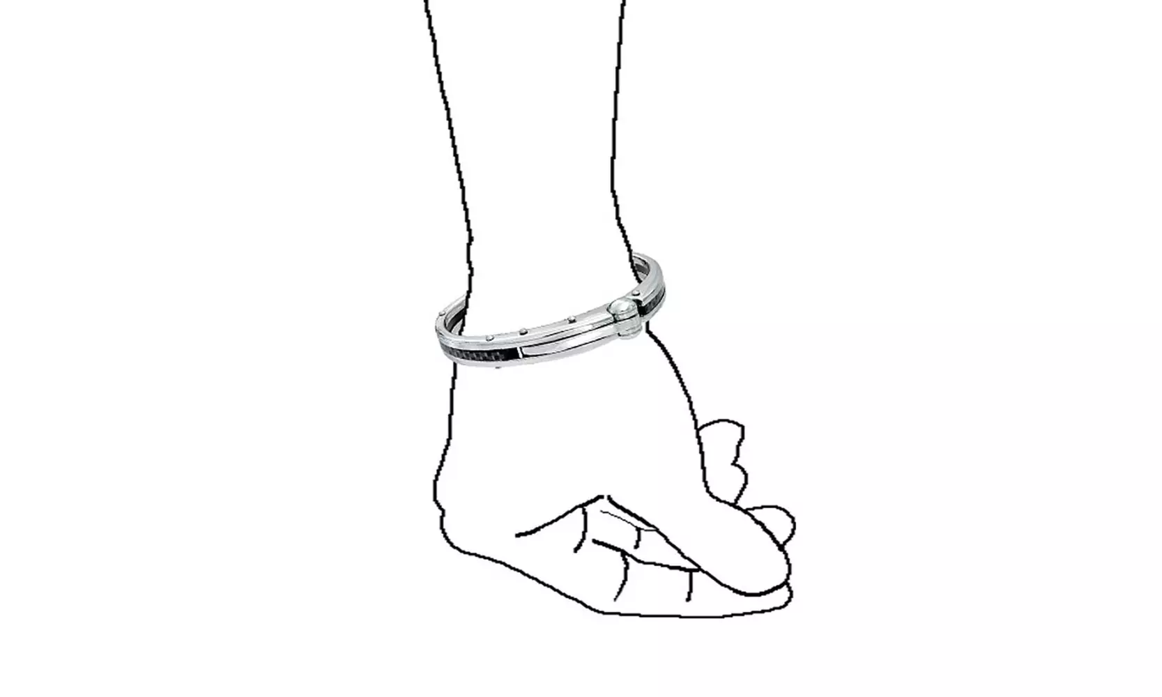 Bling Jewelry Secret Shades Obsession Carbon Steel Handcuff Bracelet - Second Medium