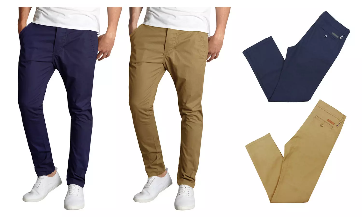 Galaxy By Harvic Men's Slim Fit Cotton Stretch Chino Pants (2-Packs)
