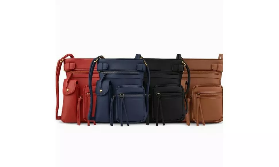 Super Soft Genuine Leather Crossbody Bag with Top Belt Accent