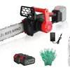 12-Inch Electric Cordless Chainsaw with 2× 21V 3.0Ah Batteries - Red