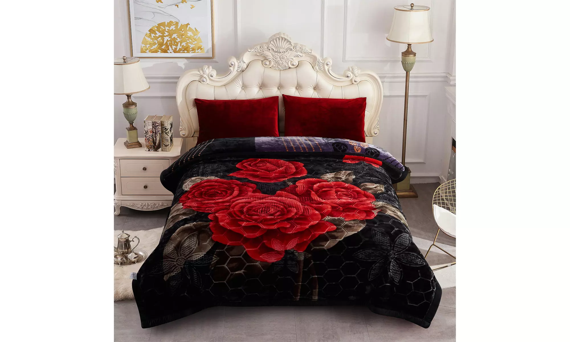 JML Heavy Fleece Blanket,2 Ply Printed Bed Blanket For King Size,85"x93",10Lb