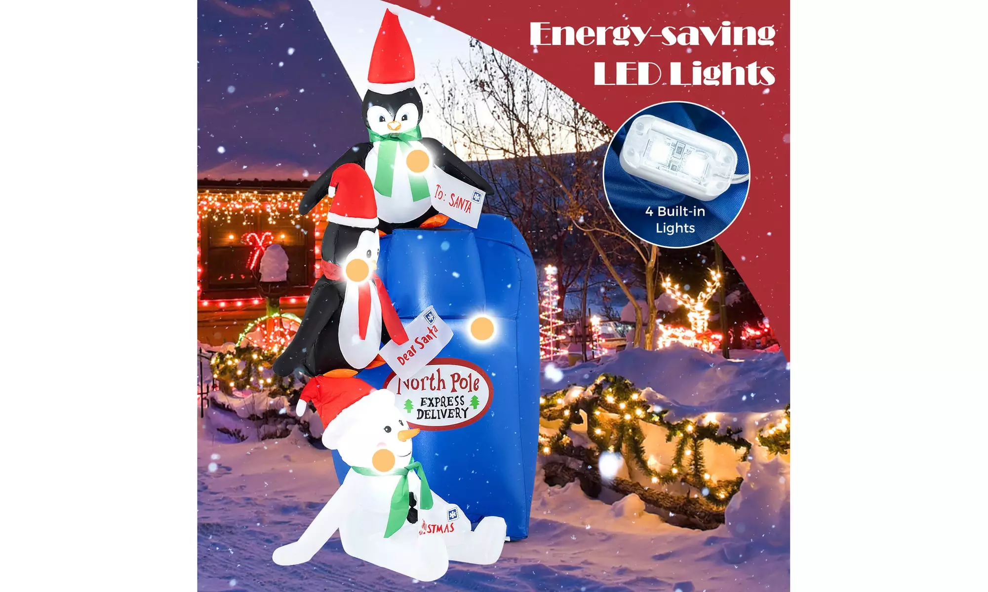 Costway Inflatable Christmas Santa Claus Helicopter Snowman Penguin Lights