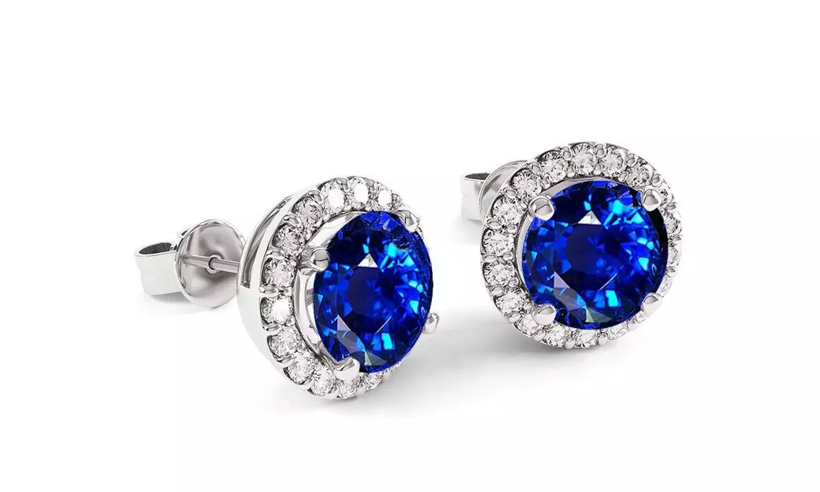 925 Sterling Silver Blue Stud Earrings Made With Swarovski-Multiple Options