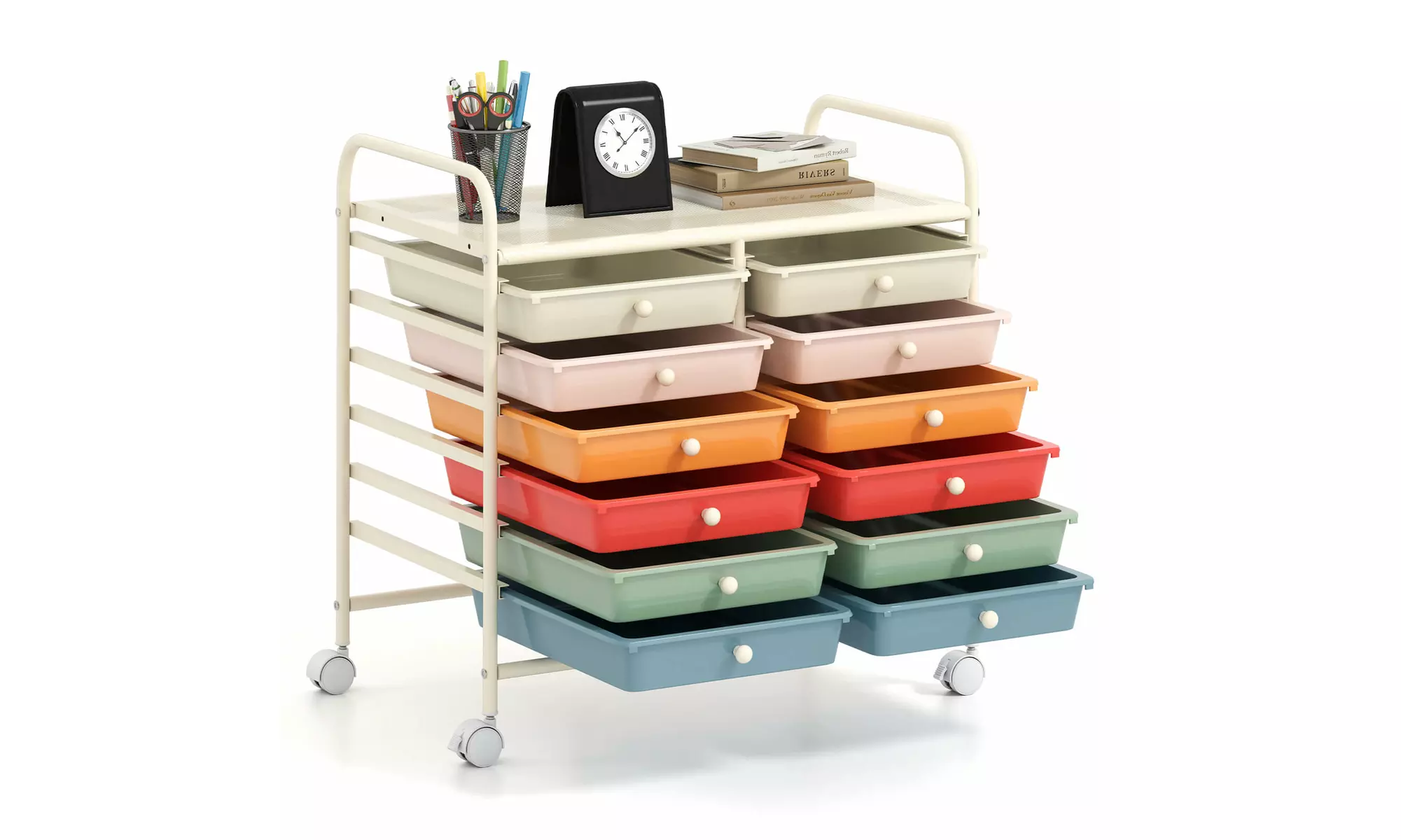 Costway 12 Drawers Rolling Cart Storage Scrapbook Paper Studio Organizer Bins