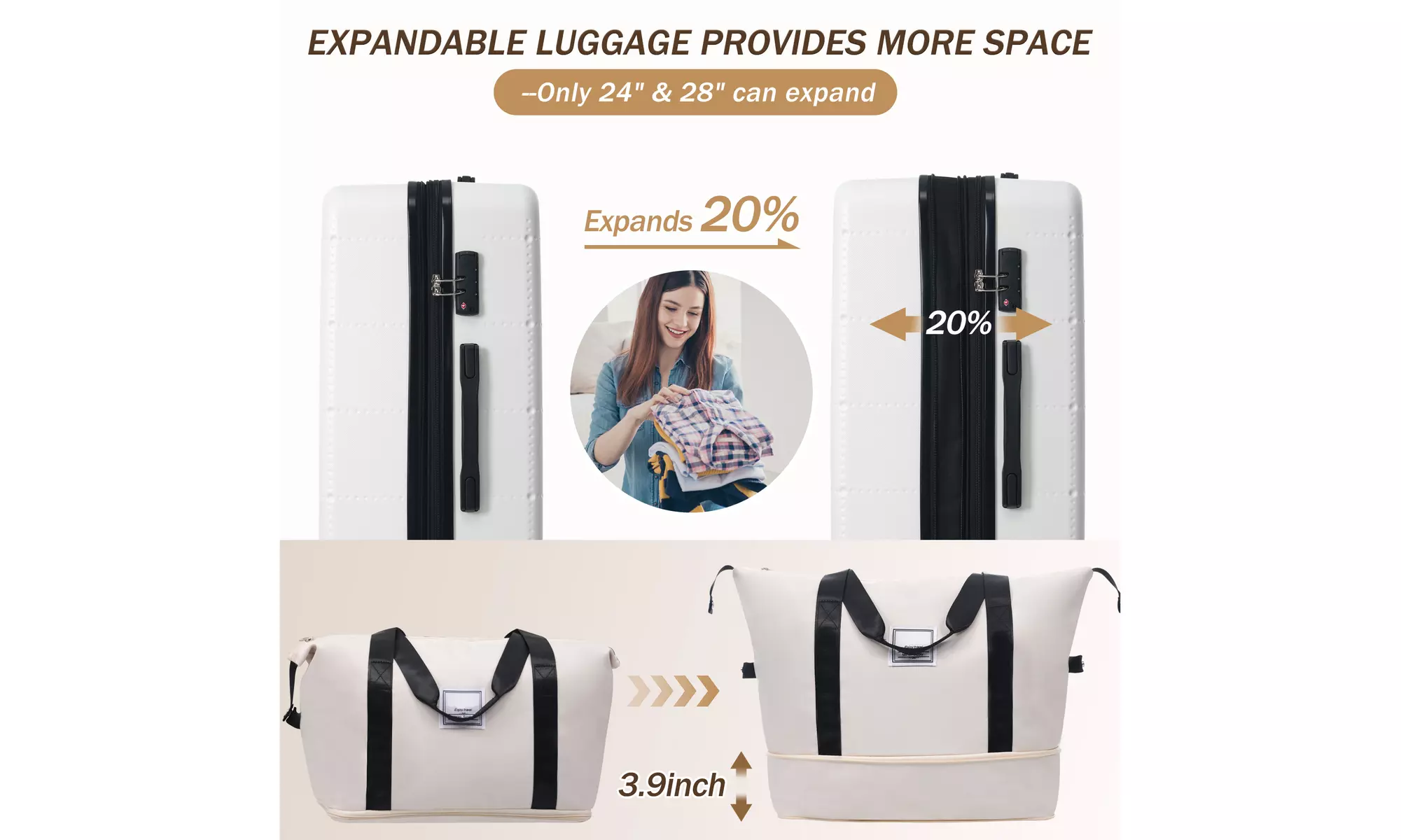 Four-Piece 20-Inch ABS Suitcase Luggage Set with USB Port