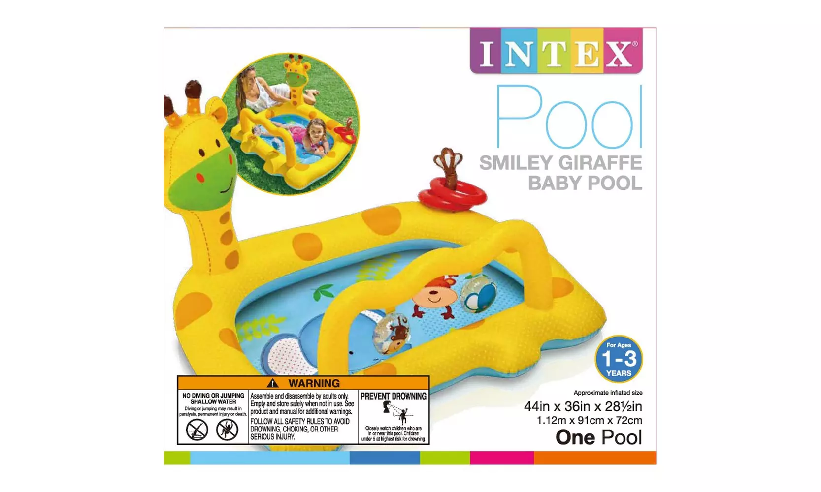 Intex Smiley Giraffe Inflatable Baby Pool, 44" X 36" X 28.5", for Ages 1-3 - Second Medium