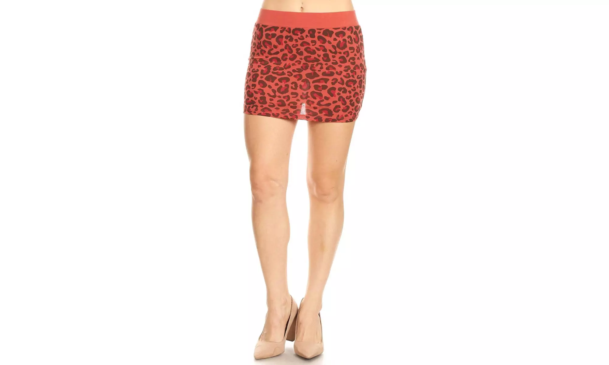 MOA Collection Leopard Pattern High Rise Elastic Bottom Mini Skirt