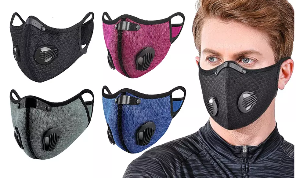 Reusable Running Cycling Breathable Outdoor Sport Face Mask With Valve & Filter - Primary Image