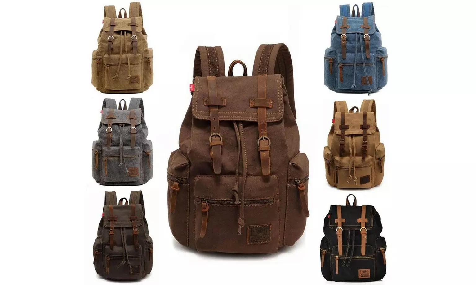 Men Women Retro Canvas Travel Sport Bag Rucksack School Bookbag Laptop Backpack - Primary Image