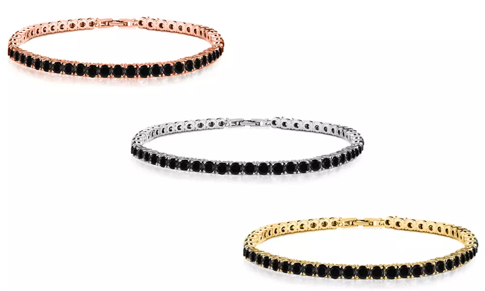 10.00 CTTW Black Spinal Tennis Bracelets in 18K Gold