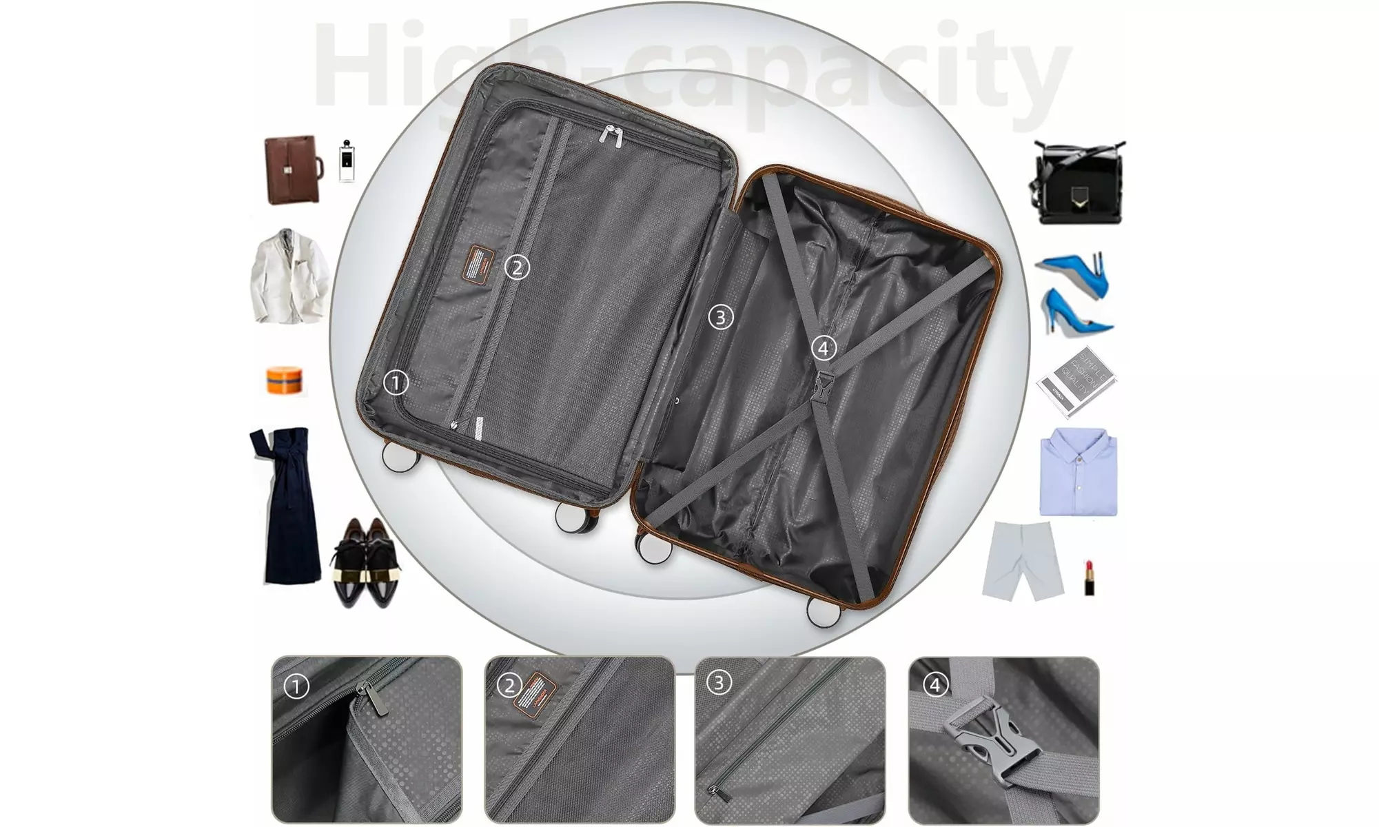 Six-Piece Luggage Set with Expandable Suitcases