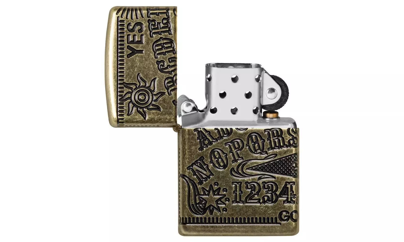 Zippo Ouija Board Design, 360 Engraved, Armor Antique Brass Lighter #49001 - Second Medium