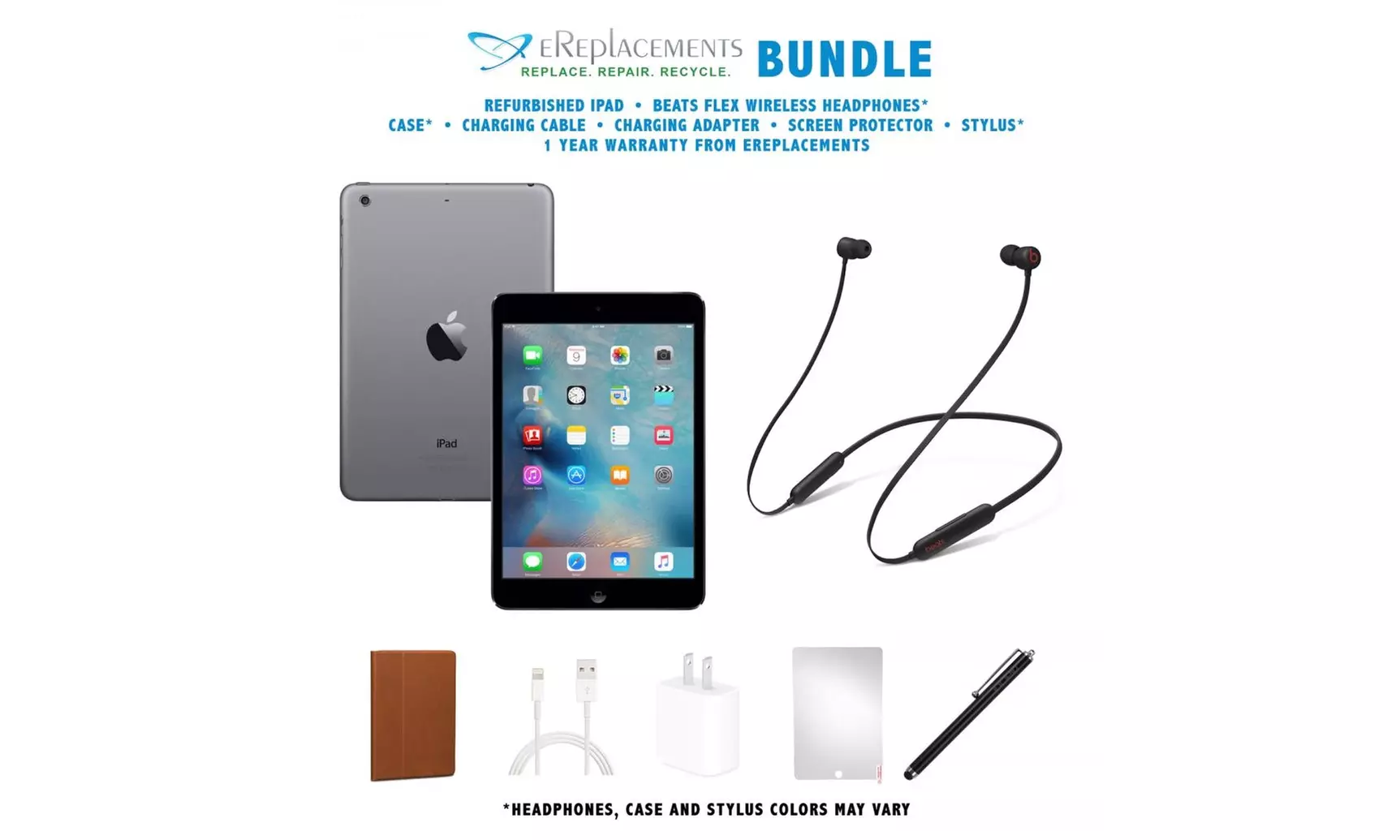 Apple iPad Mini 1, Mini 2, and Mini 3 Bundle w/Earphones (Grade A refurbished) - Primary Image