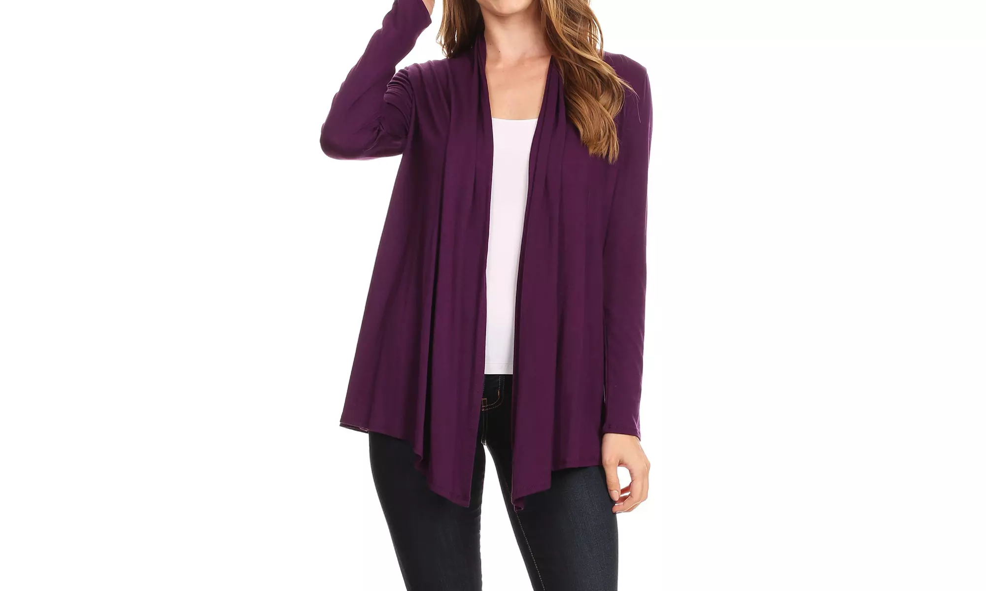 Solid Lightweight Soft Long Sleeves Open Front Cardigan