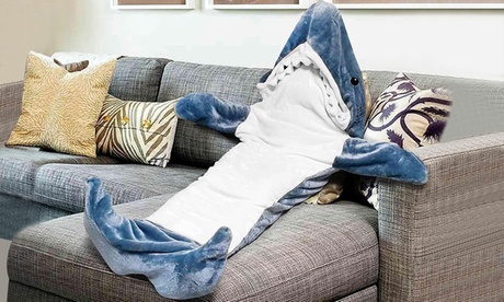 NewHome Shark-Shaped Wearable Sleeping Bag Blanket & Onesie For Kids L