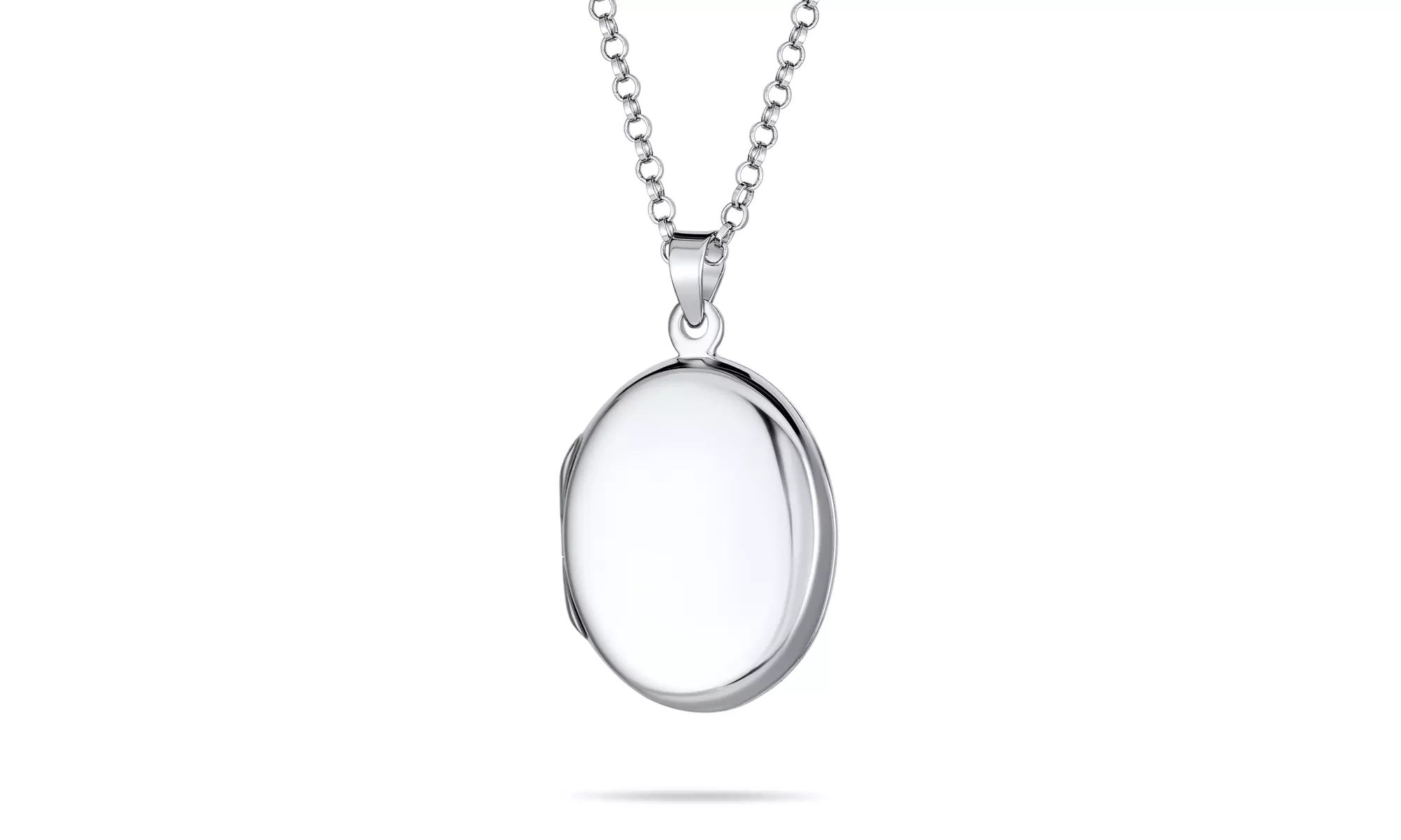 Plain Oval Photo Locket Hold Pictures Necklace Pendant Sterling Silver - Primary Image
