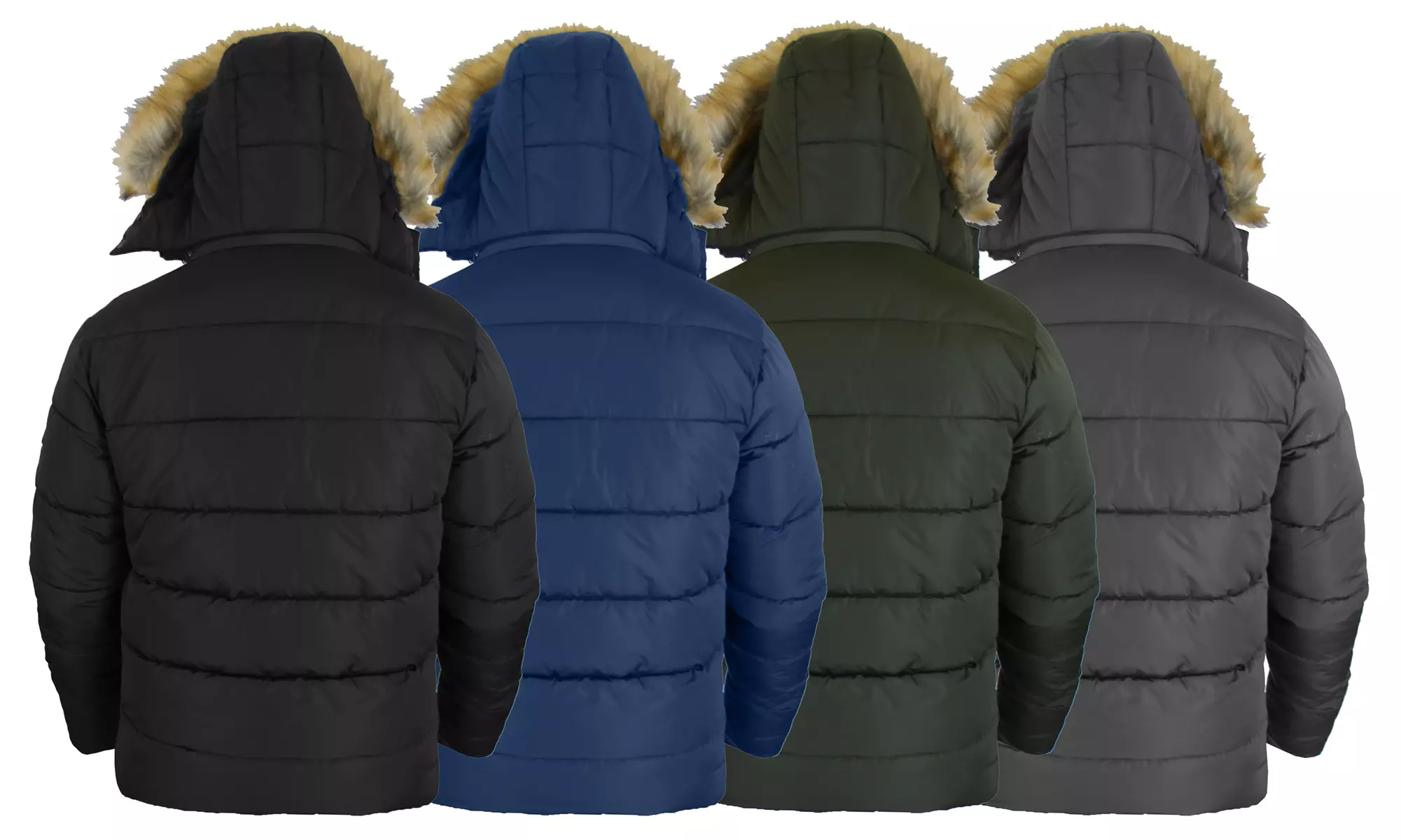 Men's Heavyweight Tech Puffer Jacket With Chest Pocket & Faux Fur Hood
