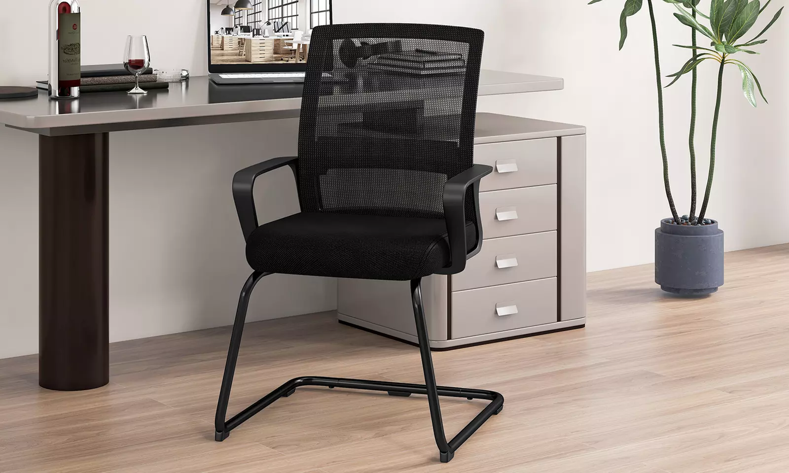 Costway 1/2/4 PCS Office Guest Chair with Lumbar Support, Breathable Mesh Back - Primary Image