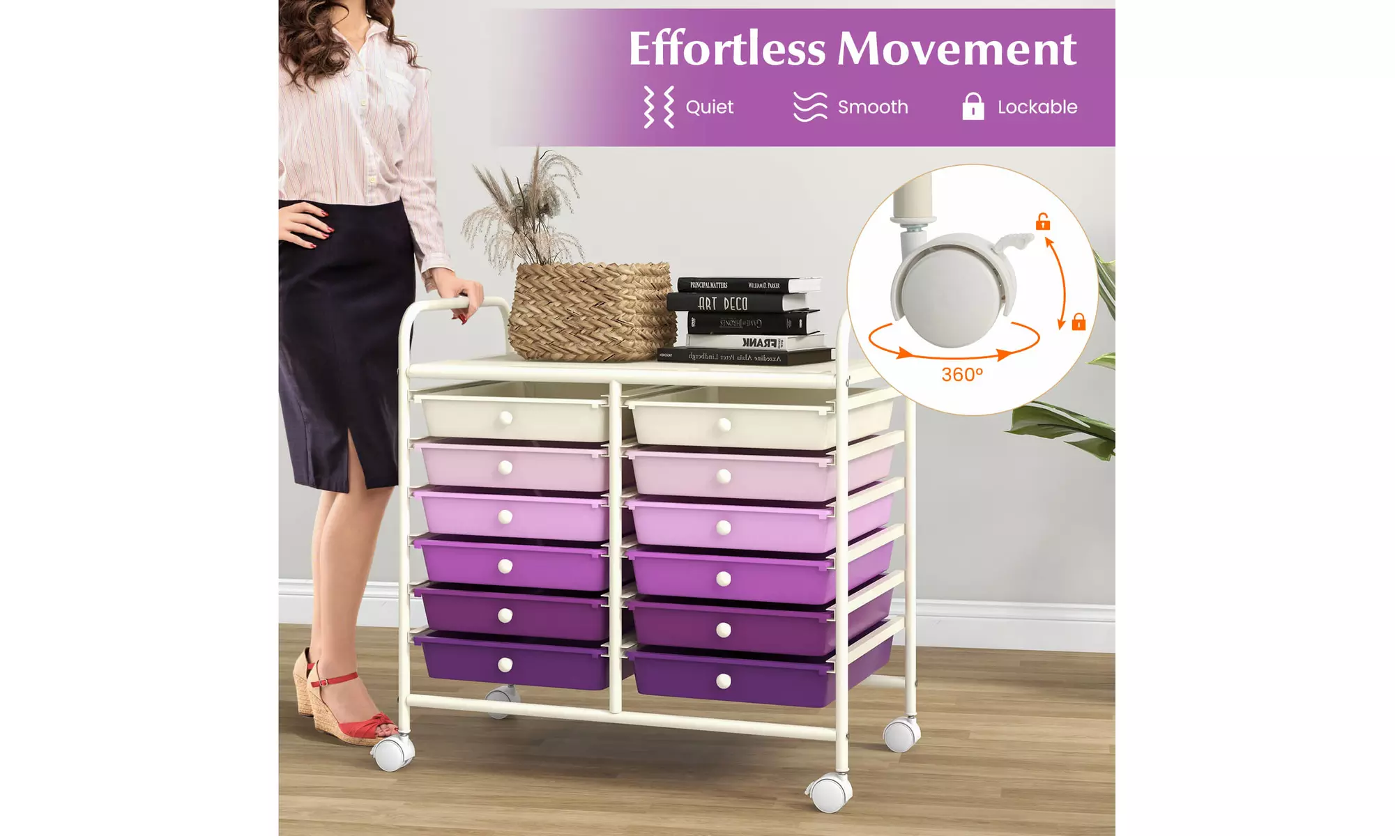 Costway 12 Drawers Rolling Cart Storage Scrapbook Paper Studio Organizer Bins