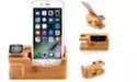 For iPhone/iPad/Apple Watch/Headset Bamboo Charging Dock Station Stand Holder - Primary Image
