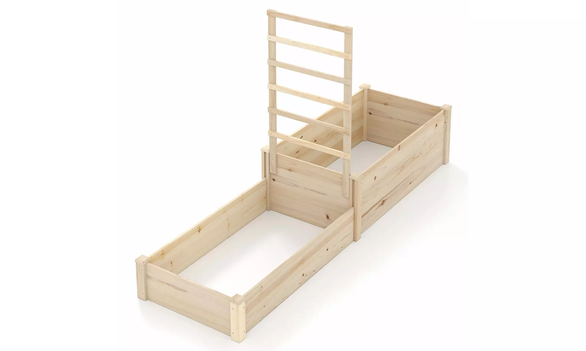 Costway Raised Garden Bed with Trellis 2 Planter Boxes Open-ended Base