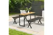 Costway 54 Inch Patio Metal Bench with Slatted Seat and X Legs Backless Loveseat - Second Medium