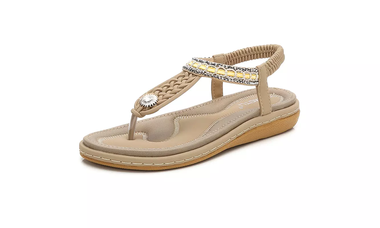 Haute edition Summer Bohemian Beaded Comfort Sandals