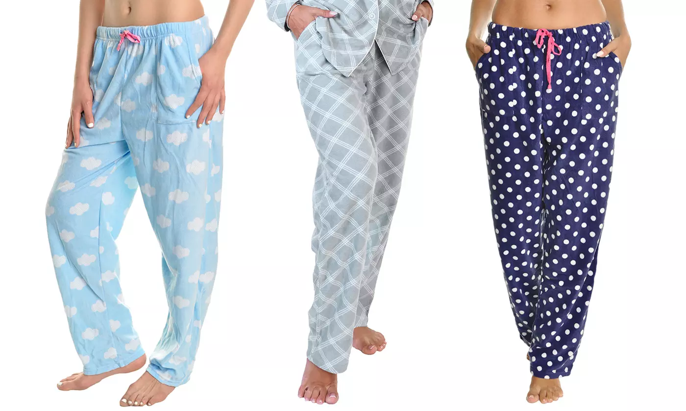 3-Pack Angelina Cozy Fleece Pajama Pants with 2 Front Pockets