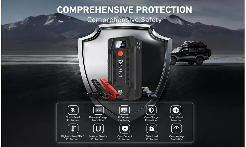 Pursuit 1000A 12V UltraSafe Smart Jump Starter and Power Bank for Cars