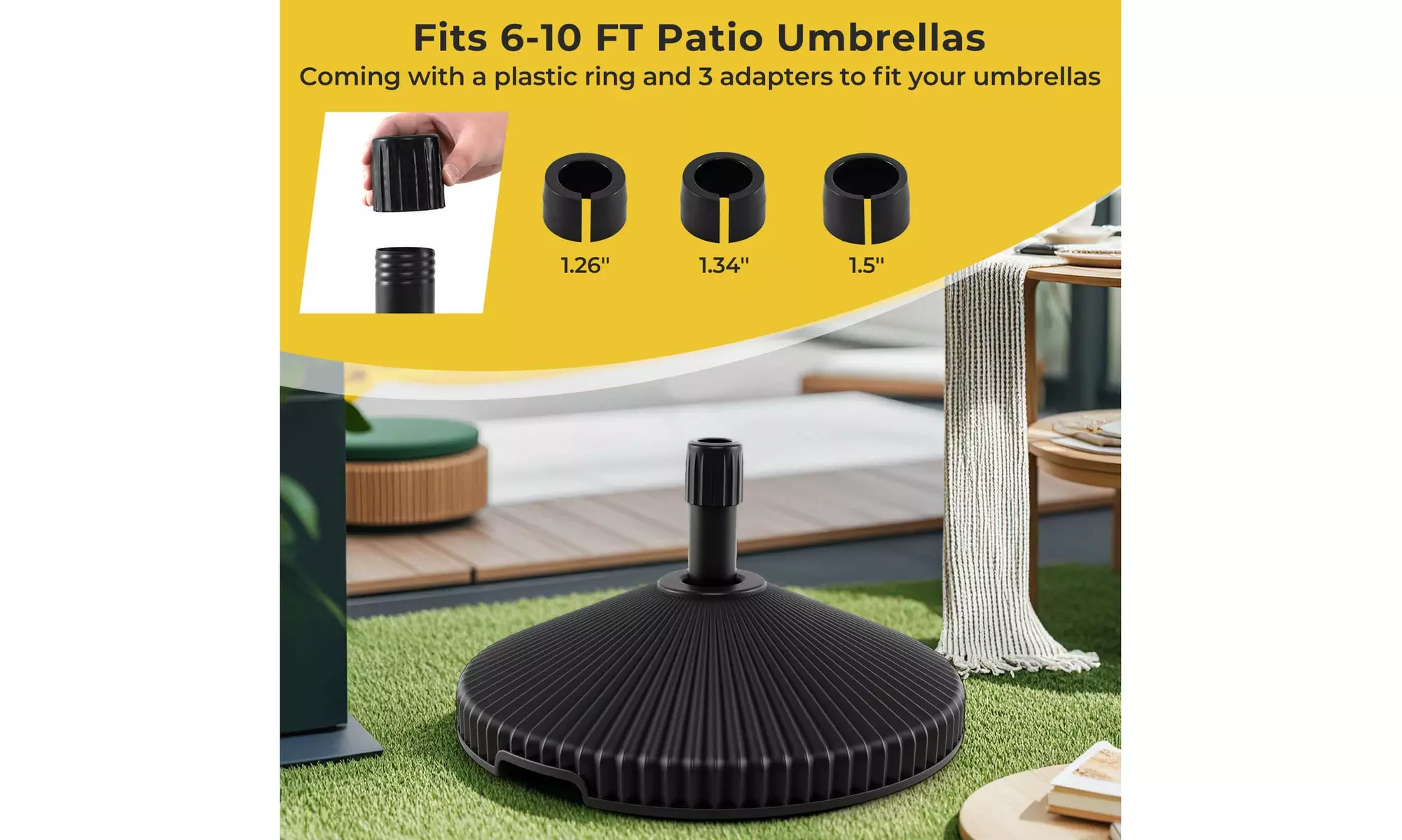 Costway Poolside Umbrella Stand with Refillable Water and Sand Base