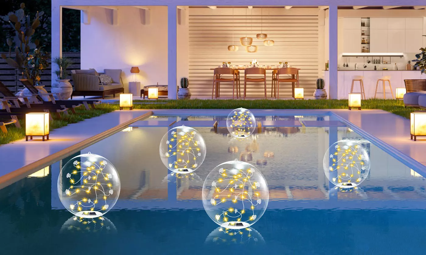 Two-Pack iMounTEK 14in LED Solar Floating Pool Ball Lights with Remote Control 