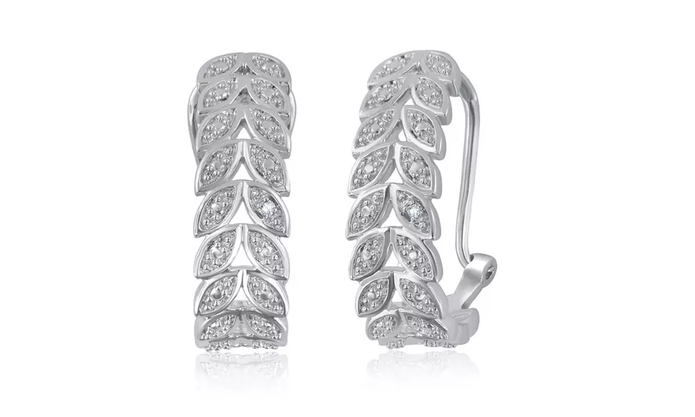 14K Gold Plated Diamond Accent leaf Hoop Earring-KE18334 - Primary Image