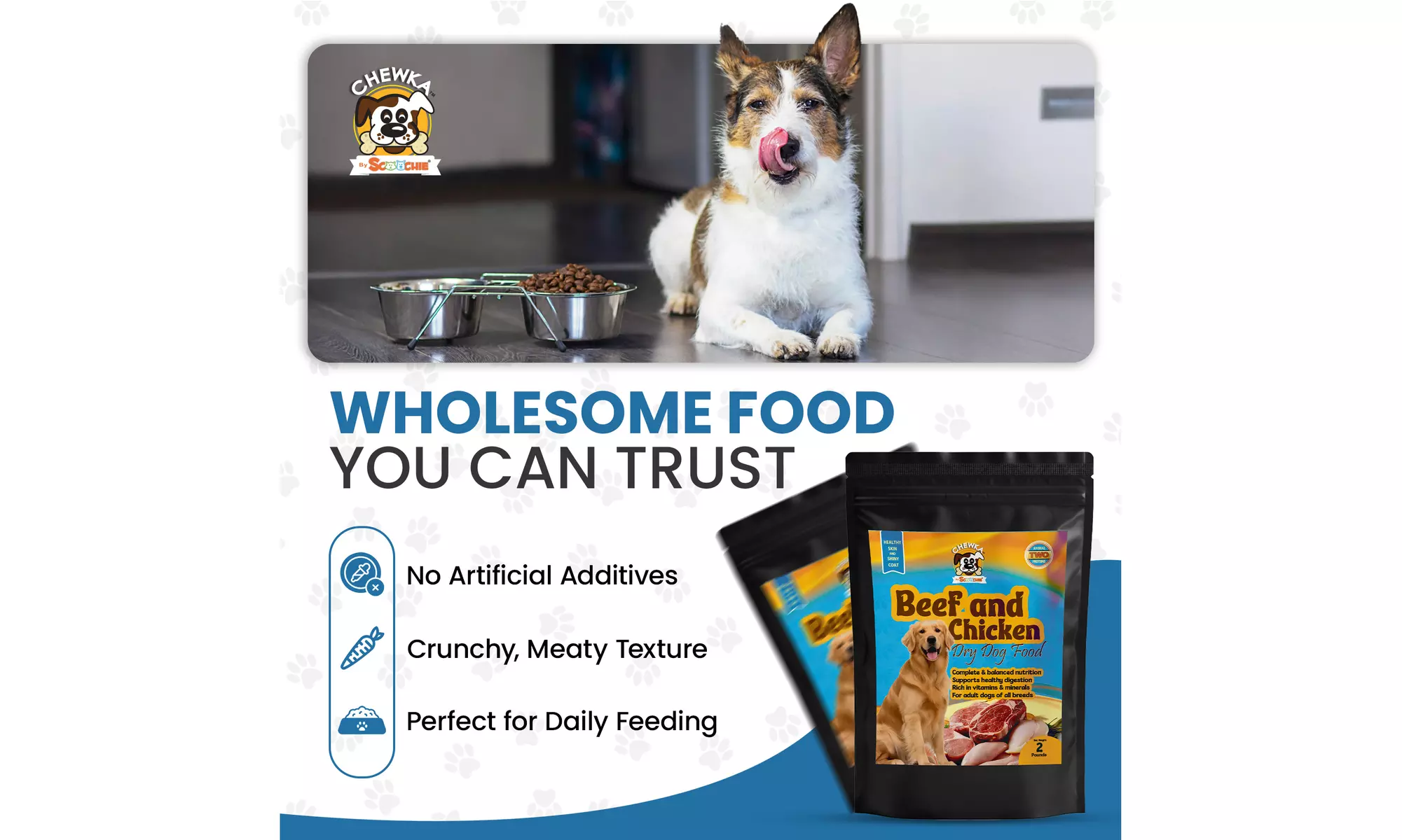 Chewka Dry Dog Food 2 to 20 Pound Bag