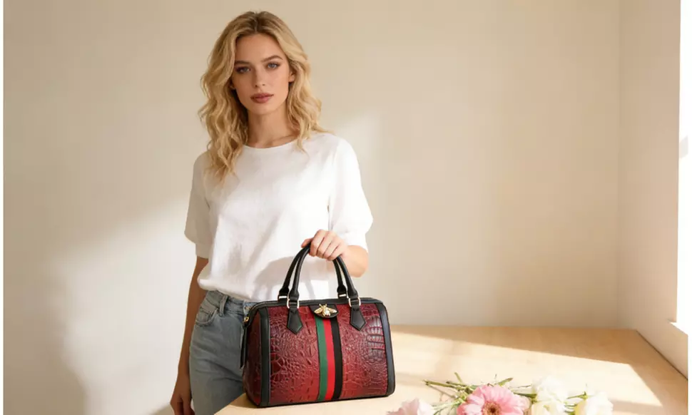 Large capacity Satchel handbag shoulder bag with Detachable Crossbody Strap