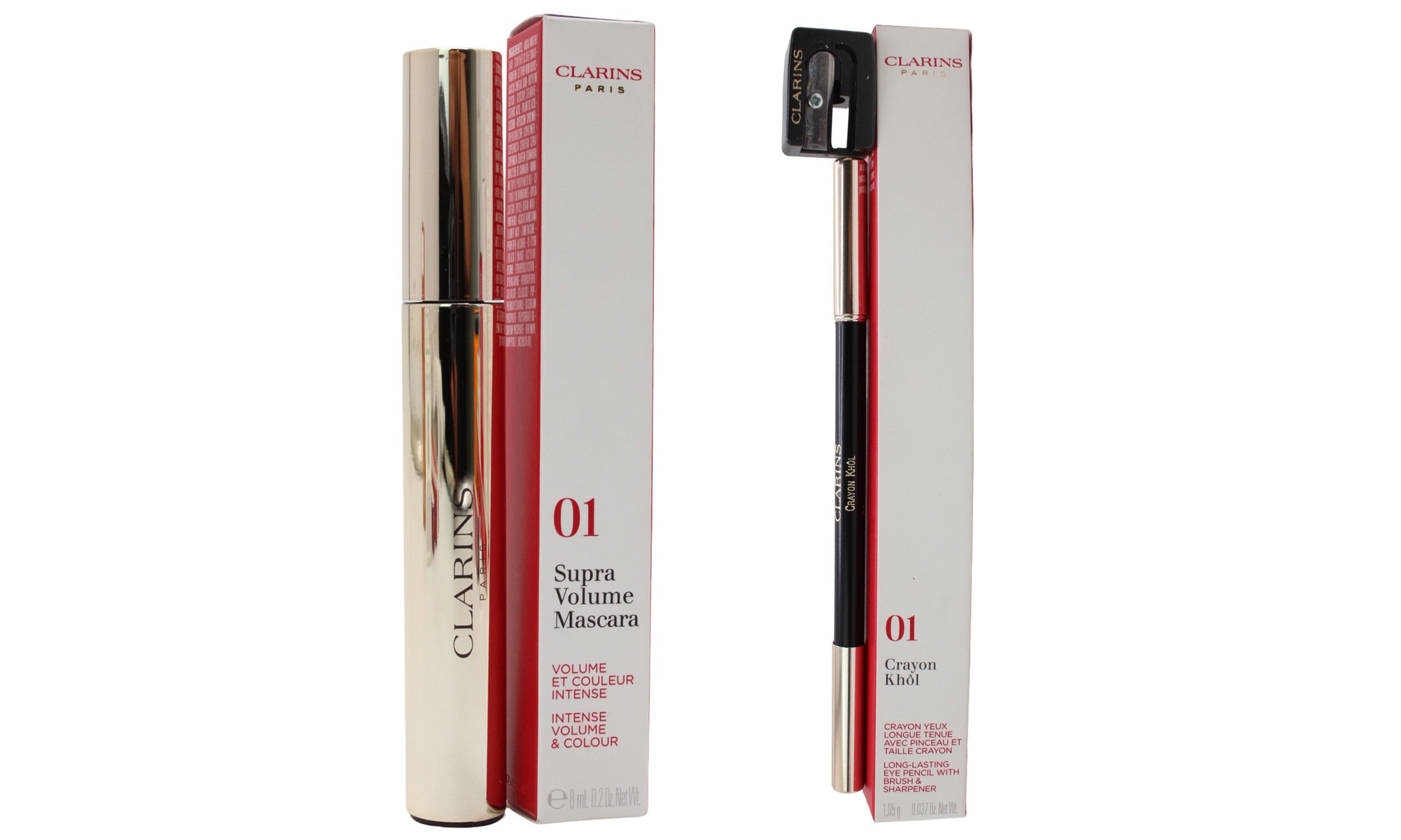 Clarins Supra Volume Mascara & Crayon Khol Eyeliner - 01 Intense Black Duo Set