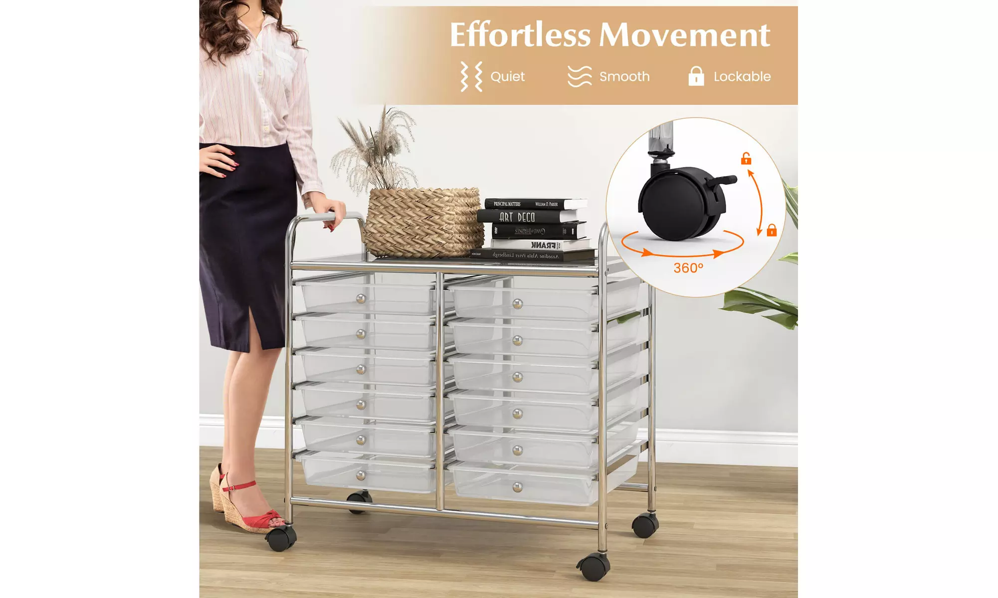 Costway 12 Drawers Rolling Cart Storage Scrapbook Paper Studio Organizer Bins