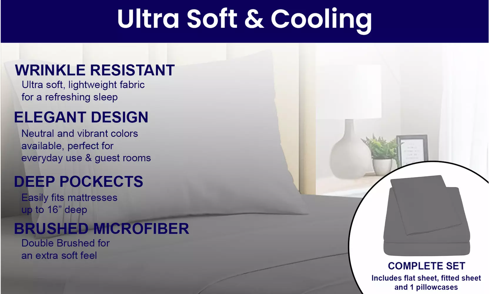 1800 TC Twin Sheet Set - 3PC Double Brushed Bamboo Blend