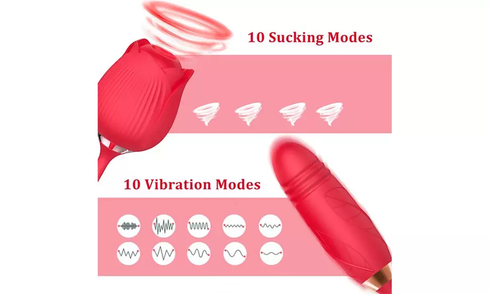 2 in 1 Dual Rose Vibrator Sucking Clitoral G-spot Sex Toy 10 Speed 