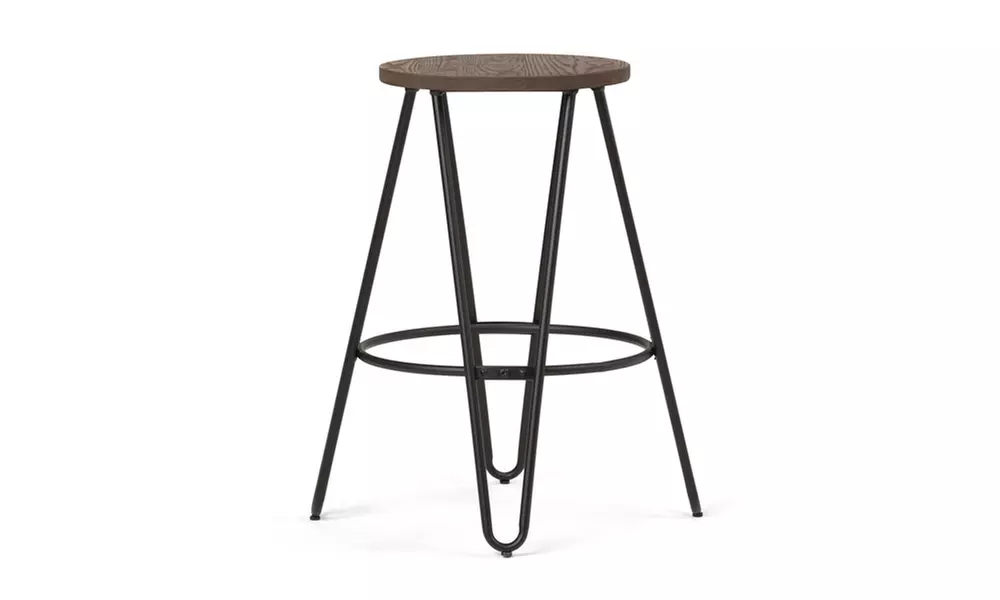 Simeon 24 inch Metal Counter Height Stool with Wood Seat - Second Medium