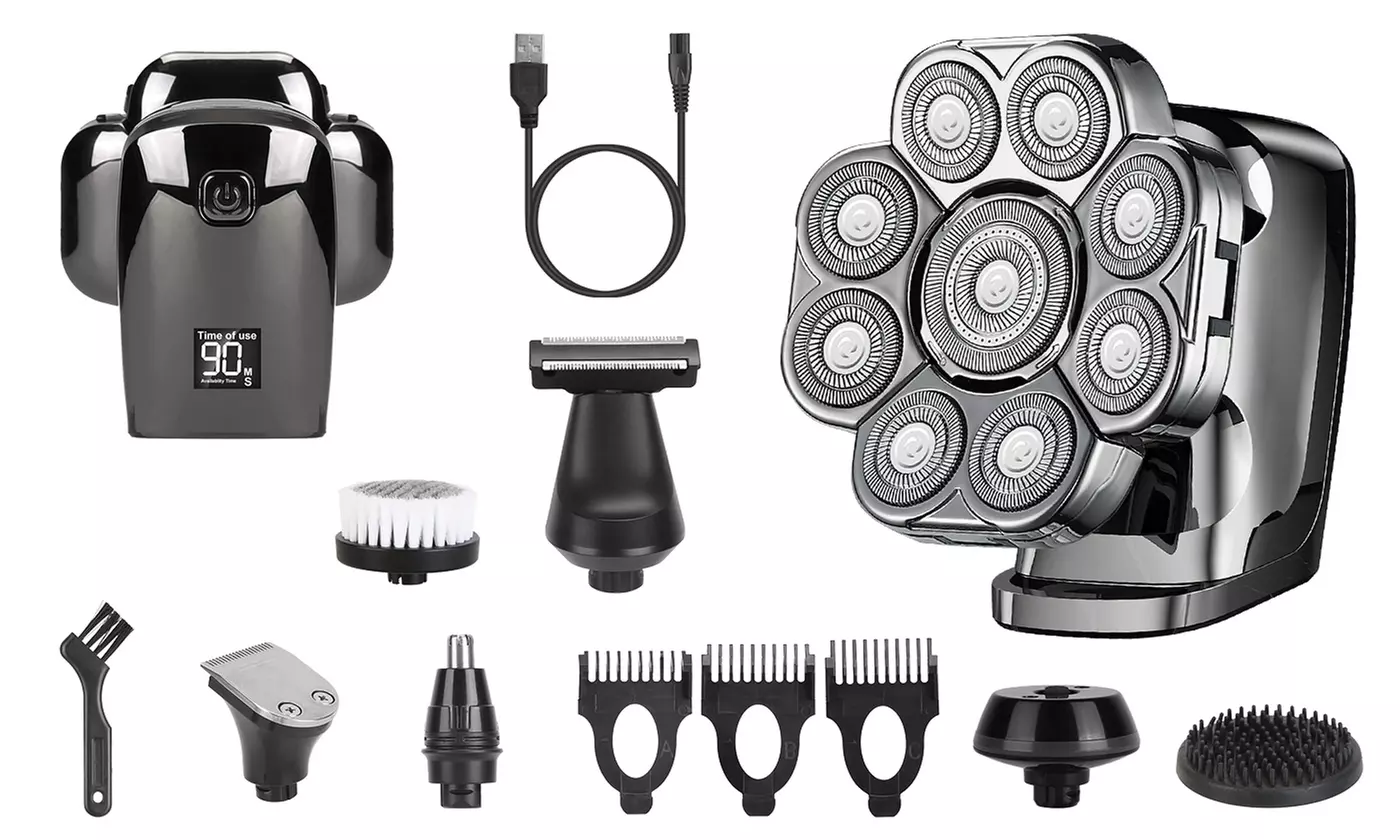 iMounTEK 6-in-1 9D Head Shaver for Men Cordless Wet Dry Razor with LED Display