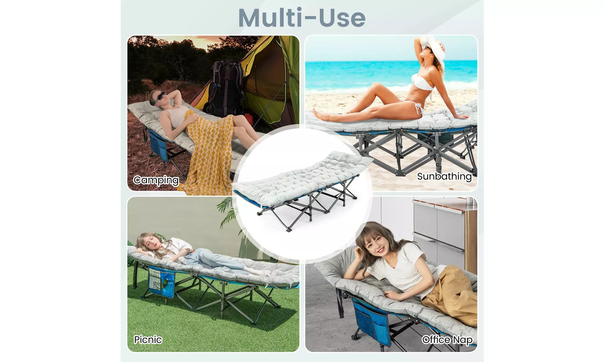 Costway Camping Cot Pad Sleeping Mattress Crystal Velvet Outdoor Lightweight