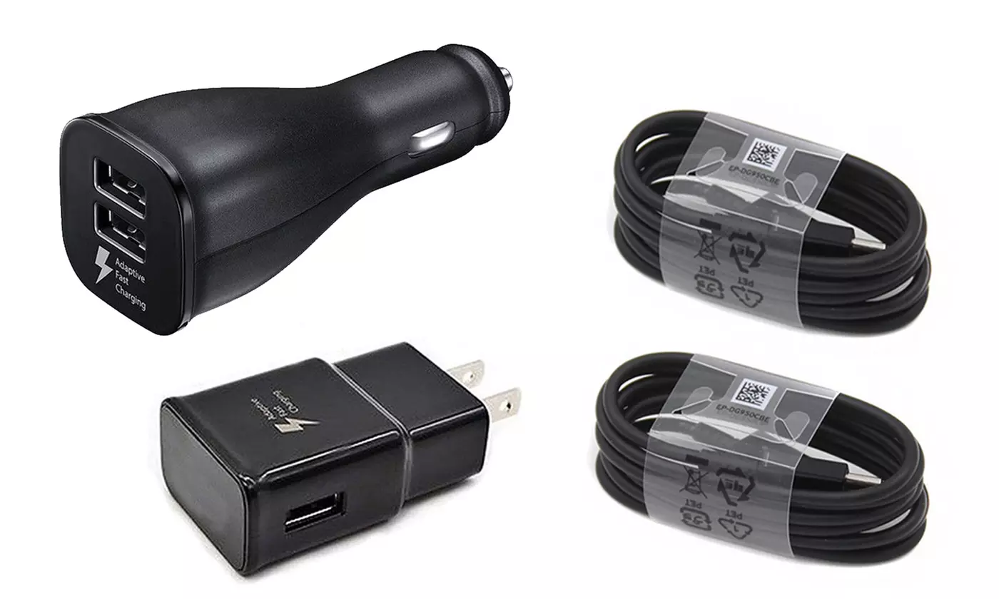USB Type C Cables Adaptive Fast Dual Car Charger for Samsung Galaxy S8 S9 Note 9