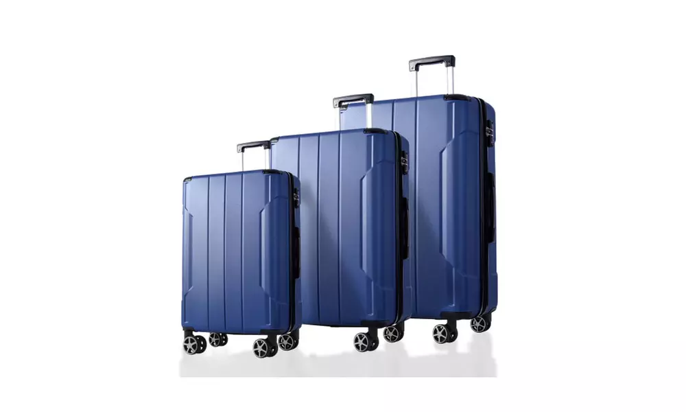 Three-Piece Expandable Hardshell Luggage Set - Gradient Color Suitcases
